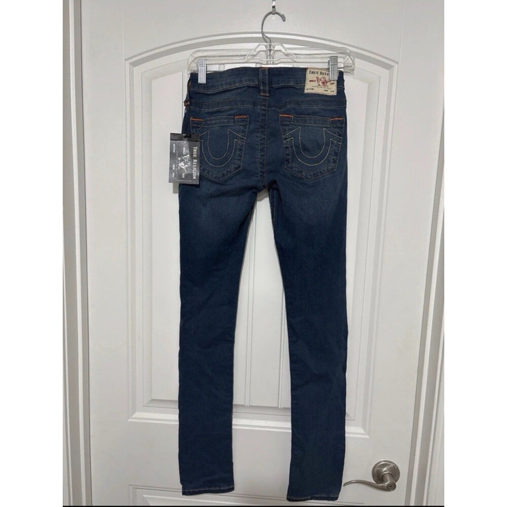 True Religion Low Rise Skinny Jeans Dark Wash Blue Stretch Women's Size 26 - Picture 5 of 9